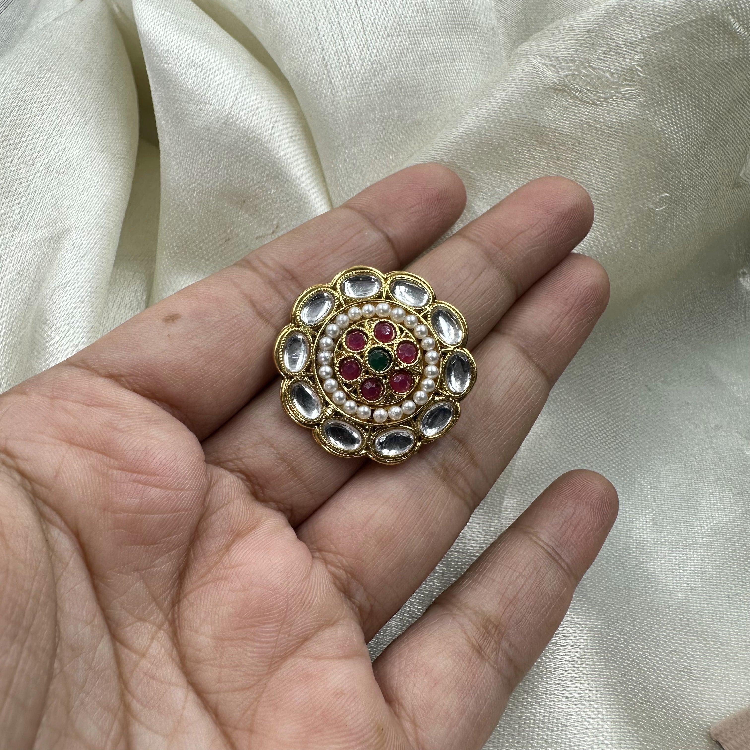 Copper/Brass Designer Women's Kundan Ring, Adjustable at Rs 800/piece in  Jaipur